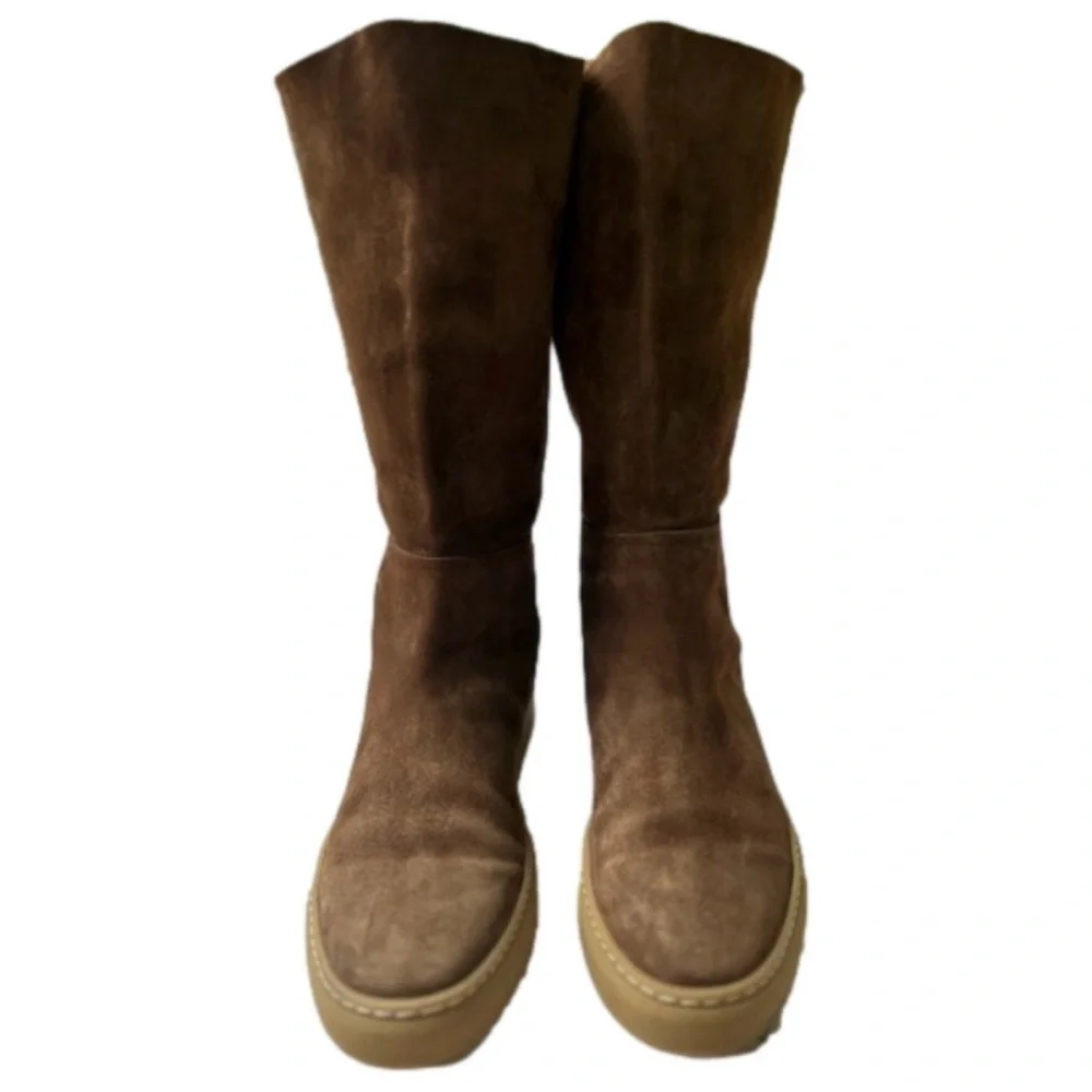 Tamara Mellon Suede Slouch Boots Size 9 Monday Morning Sauvage Brown Tall EUC